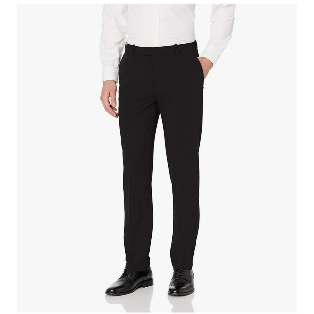 Van Heusen Men Flex Flat Front Straight Fit Pant Black Size 33X32